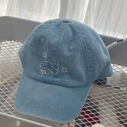 image-Summer Denim Blue Rhinestone XINGX Baseball Hat