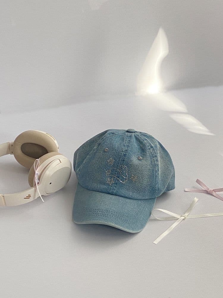 image-Summer Denim Blue Rhinestone XINGX Baseball Hat
