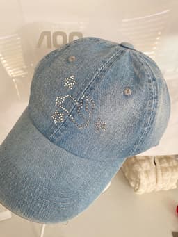 image-Summer Denim Blue Rhinestone XINGX Baseball Hat