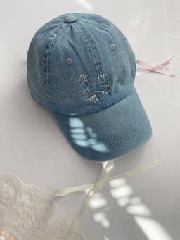 image-Summer Denim Blue Rhinestone XINGX Baseball Hat