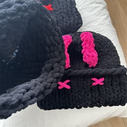 image-Wool Hat Cute Little Devil Mask Horn Hood Thickened Warm Knitted Hat Sweet Cool Style Autumn And Winter