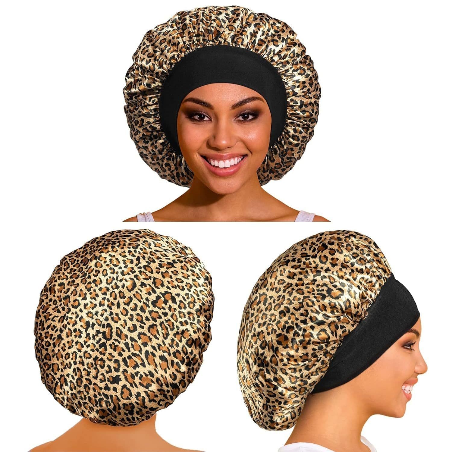 image-Leopard Print Shower Cap Female Print Chemotherapy Hat