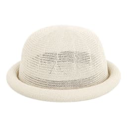image-Women's Straw Yarn Curled Brim Round Crown Top Hat Leisure Basin Hat