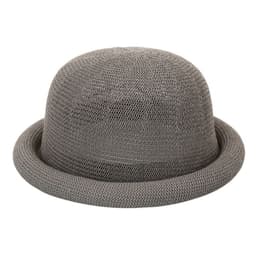 image-Women's Straw Yarn Curled Brim Round Crown Top Hat Leisure Basin Hat