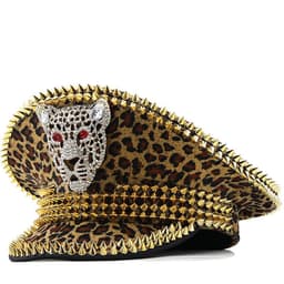 image-Women's Large Round Leopard Rivet Hat Ball Punk Hip Hop Hat