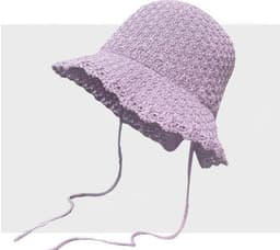 image-Knitted Lace-up Bow Lace Gentle Outing Sunshade Mori Bucket Hat