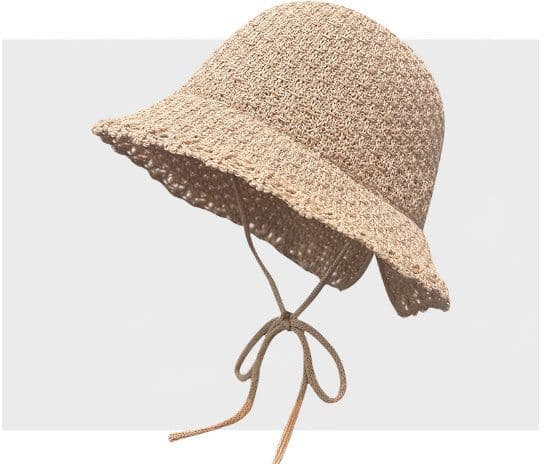 image-Knitted Lace-up Bow Lace Gentle Outing Sunshade Mori Bucket Hat