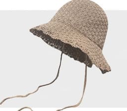 image-Knitted Lace-up Bow Lace Gentle Outing Sunshade Mori Bucket Hat
