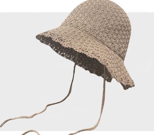 image-Knitted Lace-up Bow Lace Gentle Outing Sunshade Mori Bucket Hat