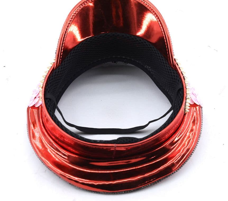 image-Women's Wedding Cap Pink Sequin Diamond Photography Hat Peaked Cap Party Carnival Flat-top Hat Performance Cap