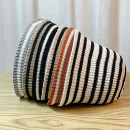 image-Sunshade Leisure Striped Knitted Dome Bucket Foldable Tide Bucket Hat
