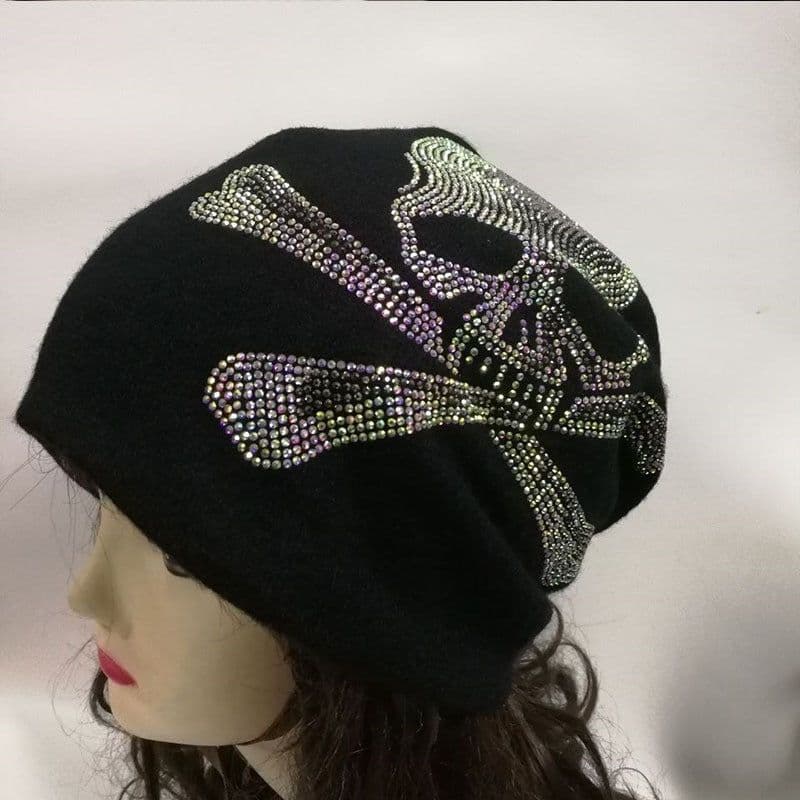 image-Y2g Skull Rhinestone Street Sleeve Cap