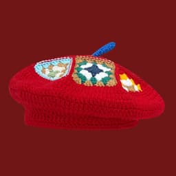 image-Hand-woven Flower Contrast Color Knitted Hat Women