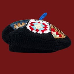 image-Hand-woven Flower Contrast Color Knitted Hat Women