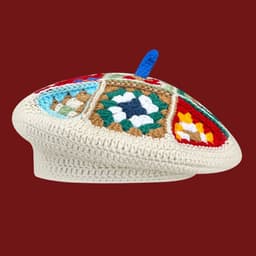image-Hand-woven Flower Contrast Color Knitted Hat Women
