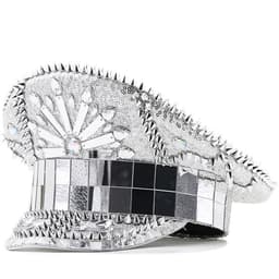 image-Nightclub Silver Rivet Hip Hop Laser Mirror Sequin Cap