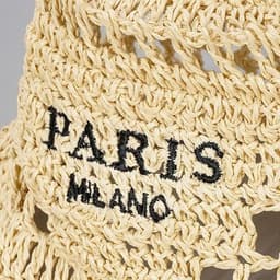 image-Hollow Grass Hand-made Embroidered Handwriting Beach Sun Pastoral Style Bucket Hat