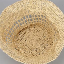image-Hollow Grass Hand-made Embroidered Handwriting Beach Sun Pastoral Style Bucket Hat
