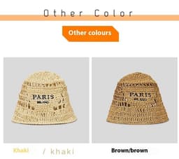 image-Hollow Grass Hand-made Embroidered Handwriting Beach Sun Pastoral Style Bucket Hat