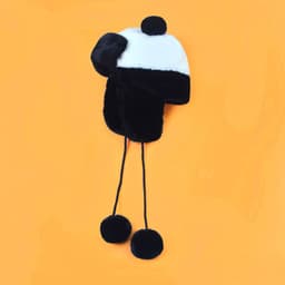 image-Warm Black And White Panda Plush Hat For Children To Thicken In Winter