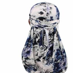 image-High Elastic Print Long Tail Pirate Hat Men Women Pile Cap