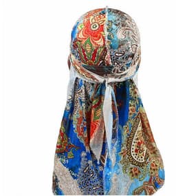 image-High Elastic Print Long Tail Pirate Hat Men Women Pile Cap