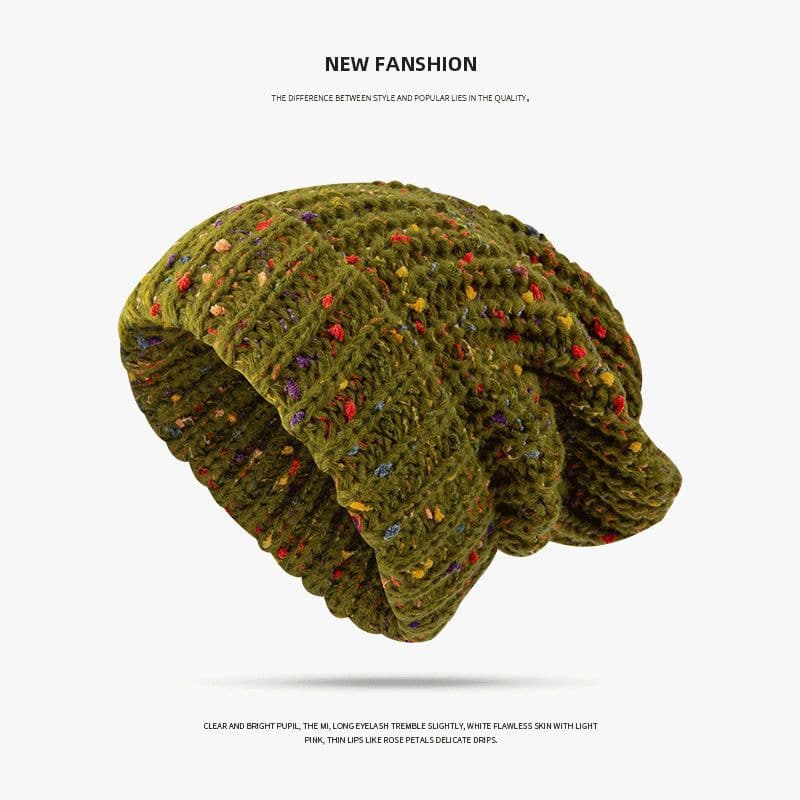 image-Women's Mixed Color Thermal Knitting Sleeve Cap