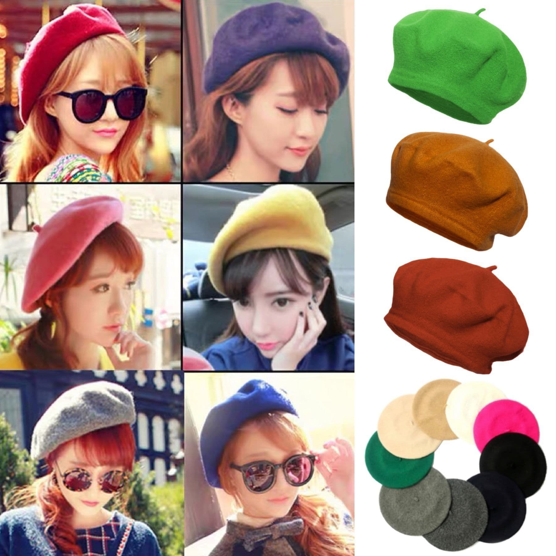 image-Women's Wool Beret Vintage British Knitted Painter Cap Warm Hat