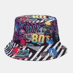 image-Graffiti Double-sided Bucket Hat Female Party Hip Hop Bucket Hat