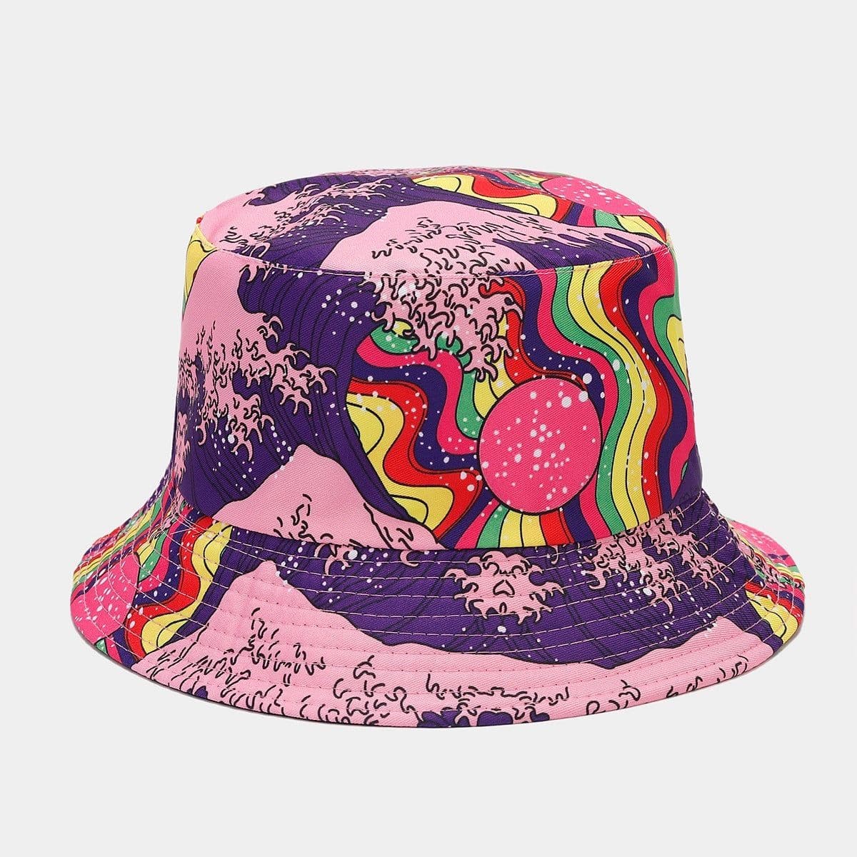 image-Graffiti Double-sided Bucket Hat Female Party Hip Hop Bucket Hat