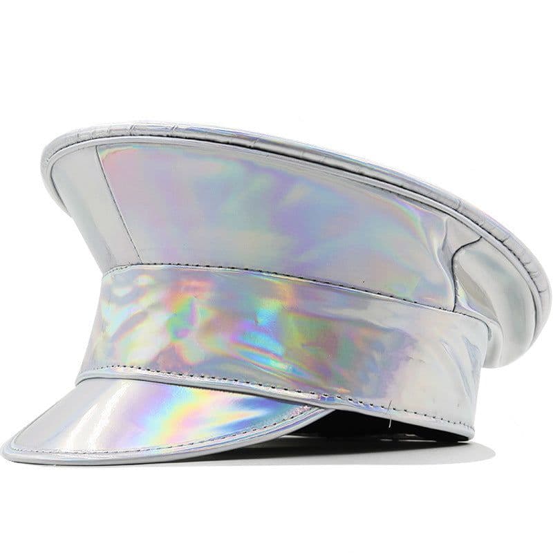 image-Laser Patent Leather Flat-top Cap Women's Party