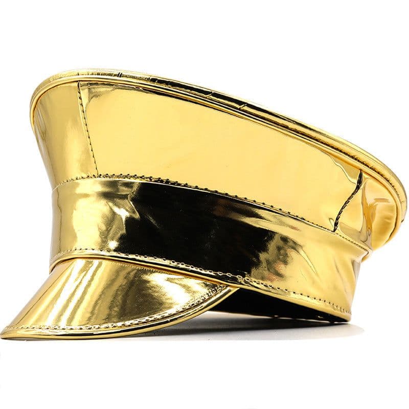 image-Laser Patent Leather Flat-top Cap Women's Party