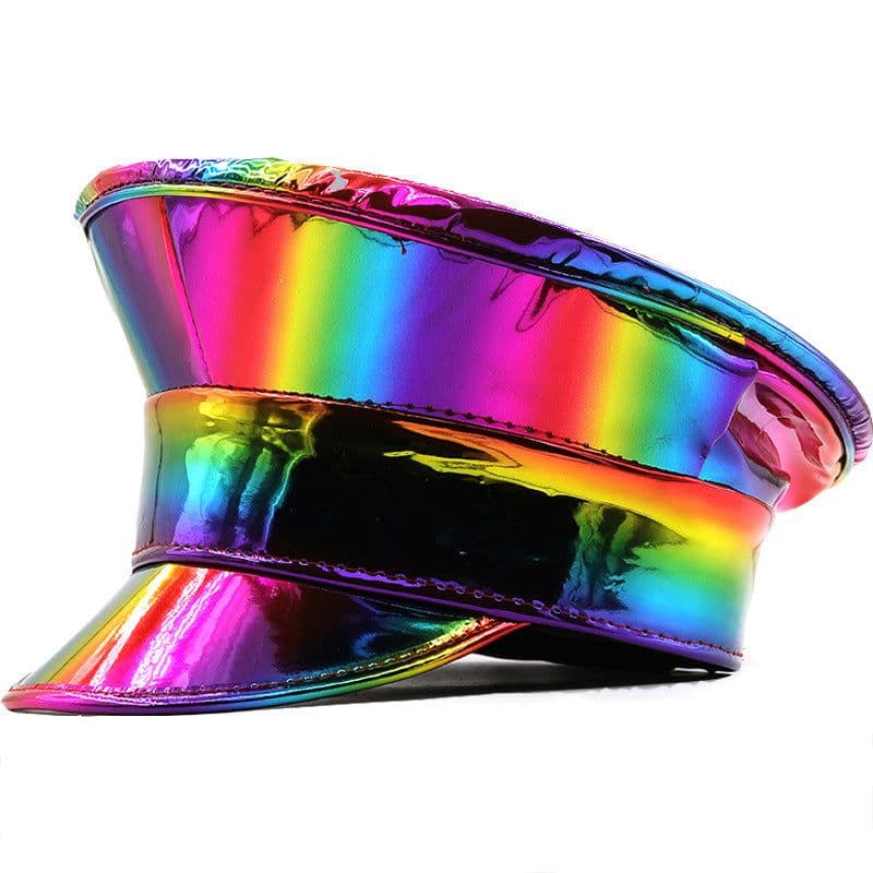 image-Laser Patent Leather Flat-top Cap Women's Party