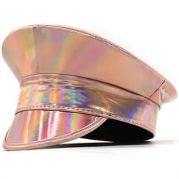 image-Laser Patent Leather Flat-top Cap Women's Party