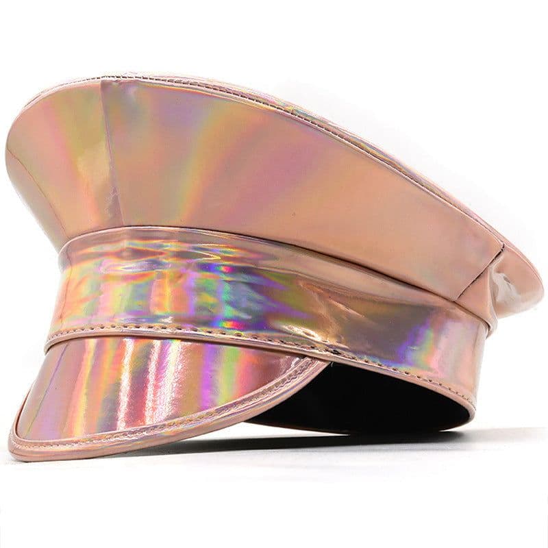 image-Laser Patent Leather Flat-top Cap Women's Party