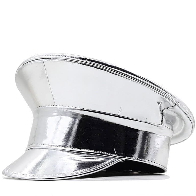 image-Laser Patent Leather Flat-top Cap Women's Party