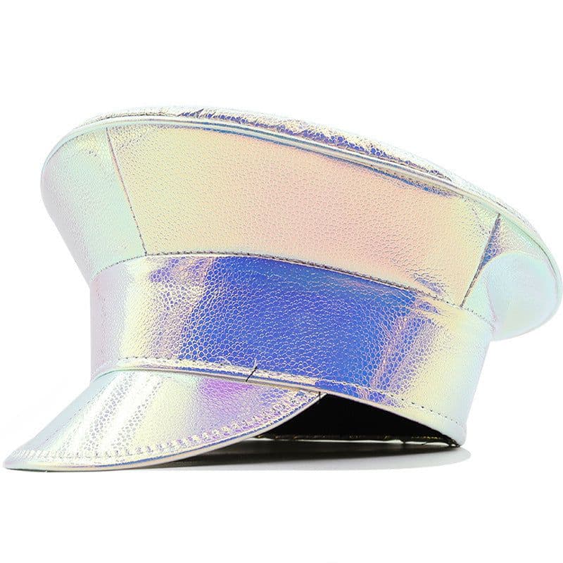image-Laser Patent Leather Flat-top Cap Women's Party