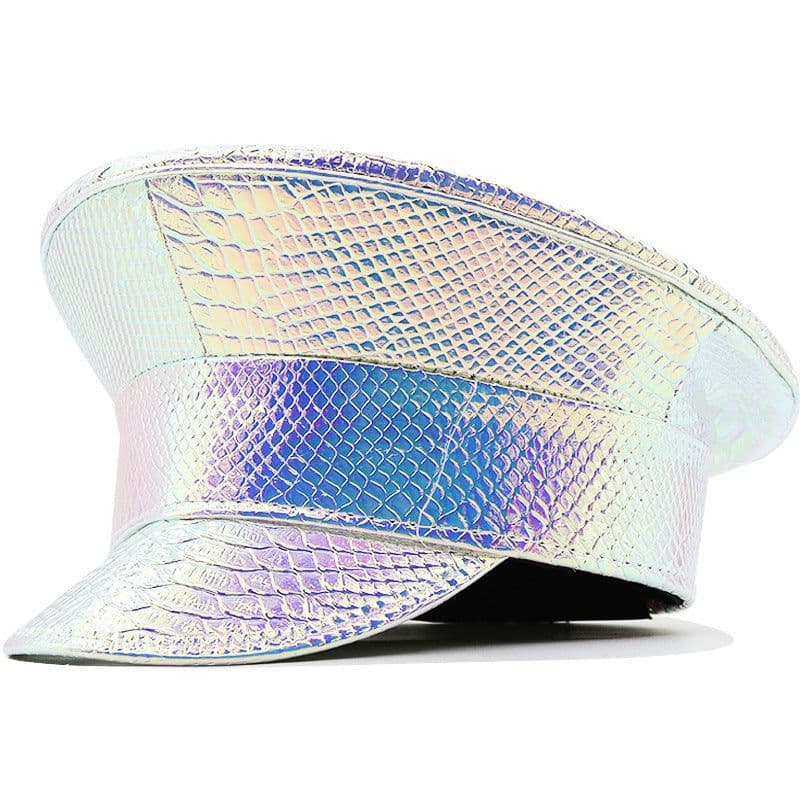 image-Laser Patent Leather Flat-top Cap Women's Party