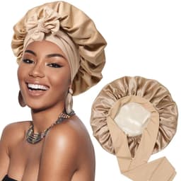 image-Double-layer Satin Ribbon Round Cap Bow Artificial Silk Beauty Hair Care Wide-brimmed Hat