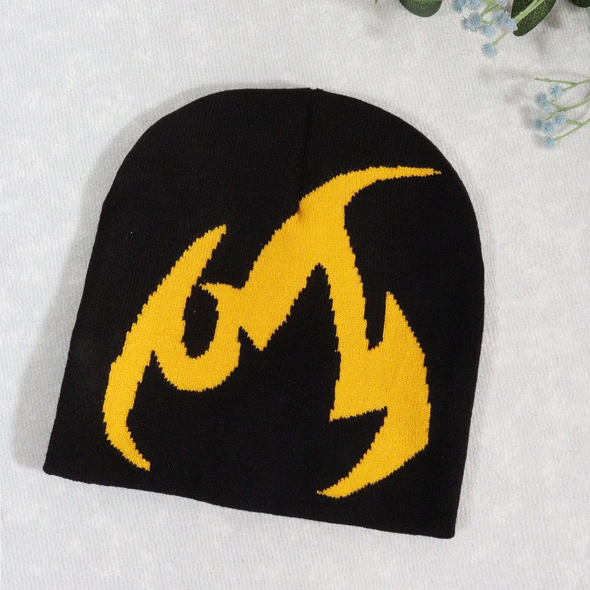 image-Knitted Hat Trendy Pullover Flame Pattern Jacquard Hats