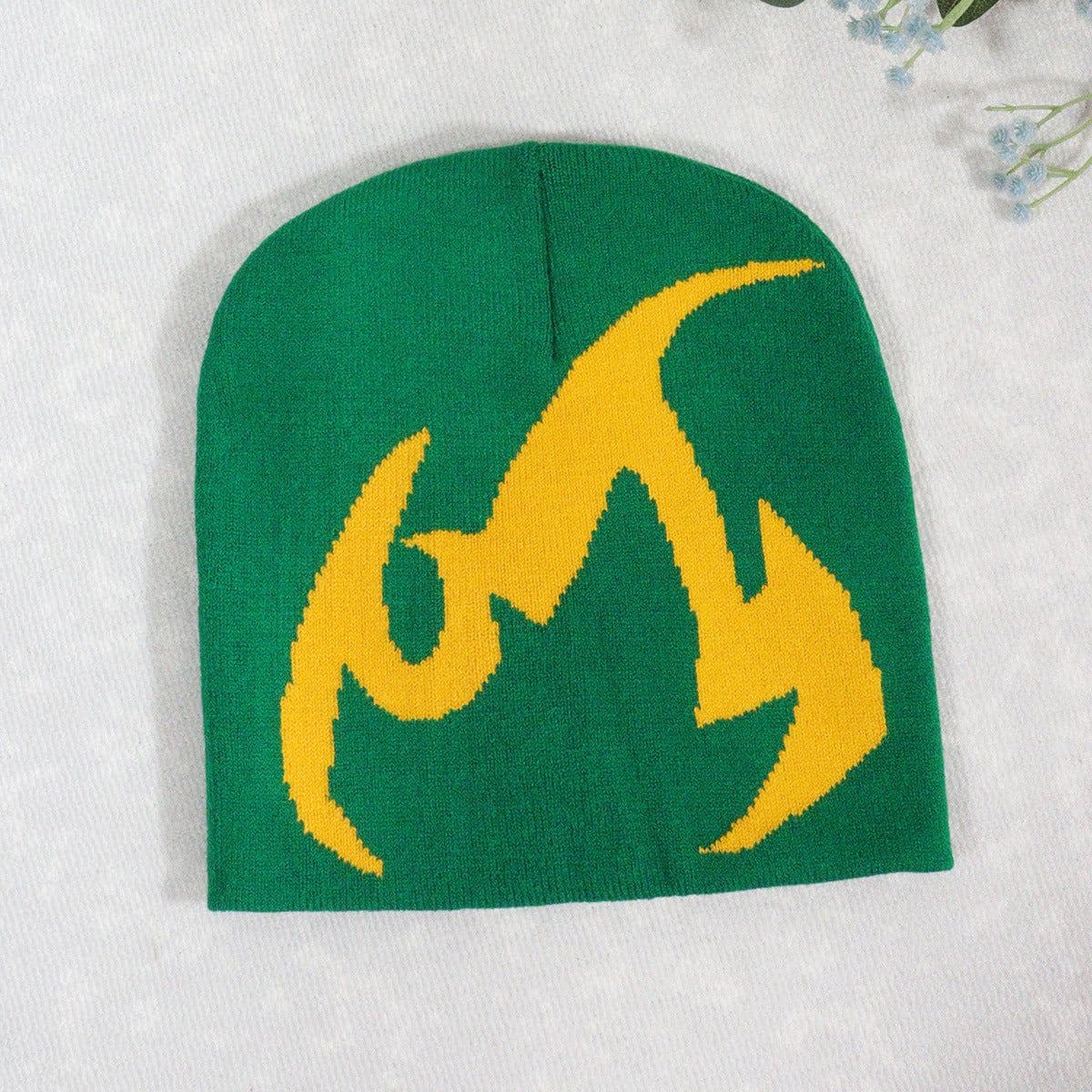 image-Knitted Hat Trendy Pullover Flame Pattern Jacquard Hats
