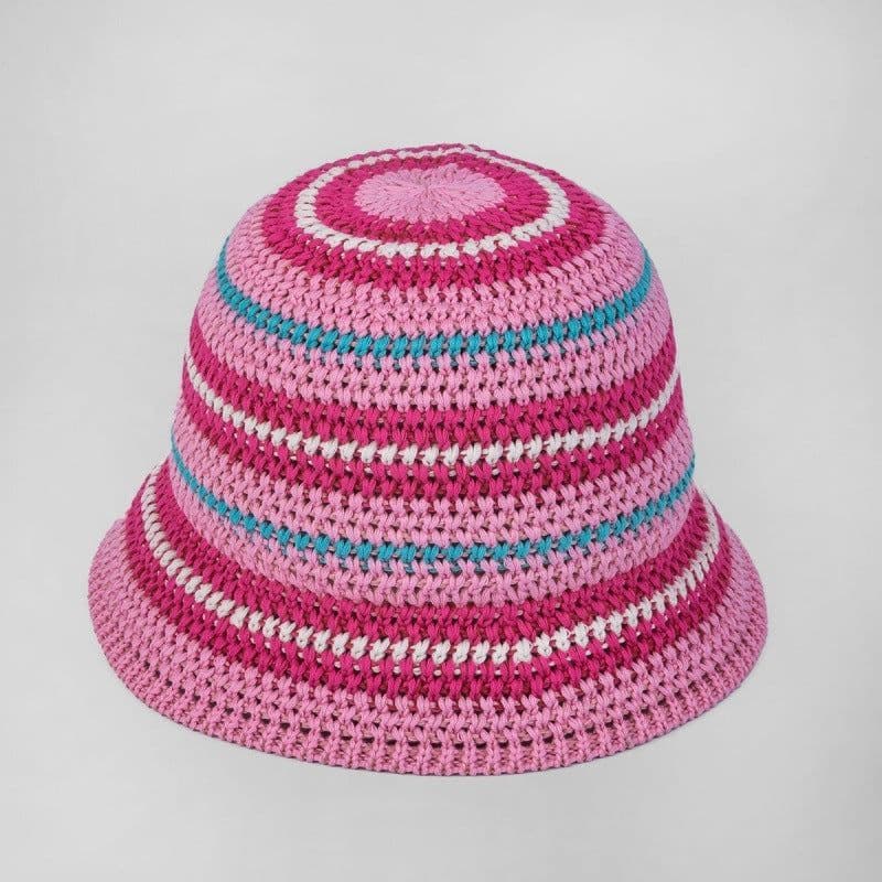 image-Dopamine Color Foldable Storage Bucket Hat Women's Fashion Color Woven Face Small Bucket Cap
