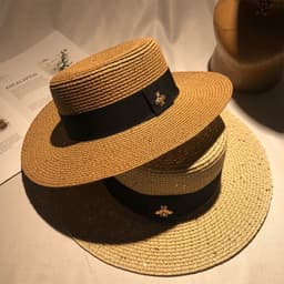 image-European And American Retro Gold Woven Straw Hat