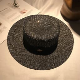 image-European And American Retro Gold Woven Straw Hat