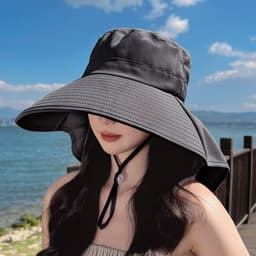 image-Sun Hat Big Brim Cover Face Summer UV Protection Shawl Bucket Hat Sun Protection Hat