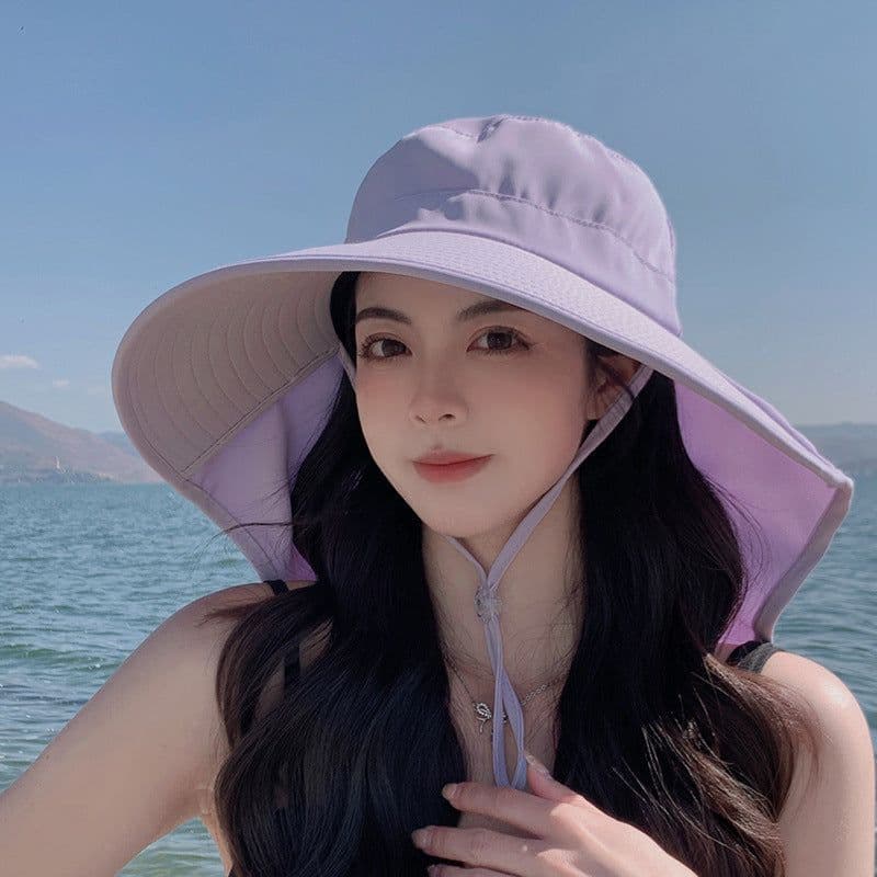 image-Sun Hat Big Brim Cover Face Summer UV Protection Shawl Bucket Hat Sun Protection Hat