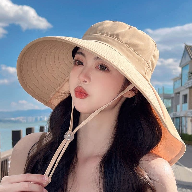 image-Sun Hat Big Brim Cover Face Summer UV Protection Shawl Bucket Hat Sun Protection Hat