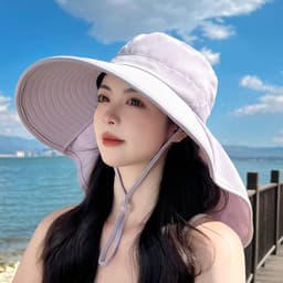 image-Sun Hat Big Brim Cover Face Summer UV Protection Shawl Bucket Hat Sun Protection Hat