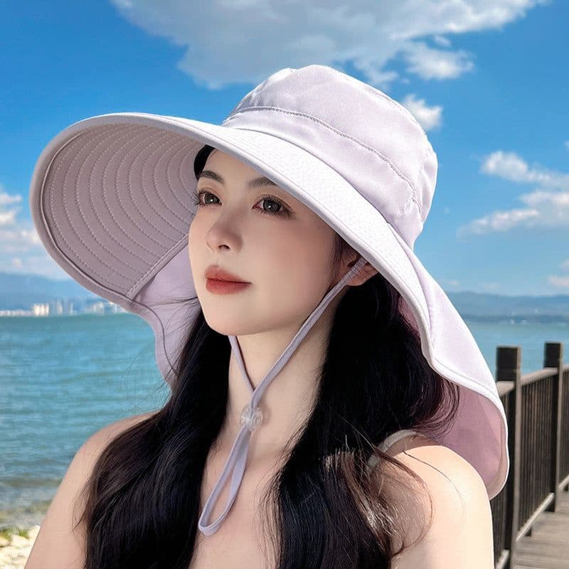 image-Sun Hat Big Brim Cover Face Summer UV Protection Shawl Bucket Hat Sun Protection Hat