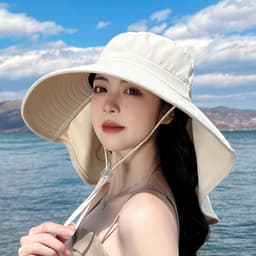 image-Sun Hat Big Brim Cover Face Summer UV Protection Shawl Bucket Hat Sun Protection Hat
